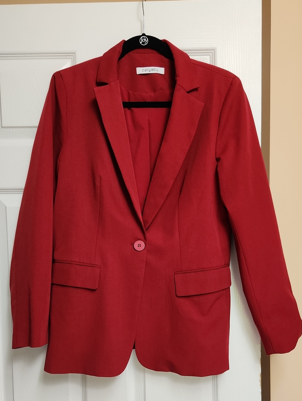 Cicy Bell Red Single-Button Tailored Blazer